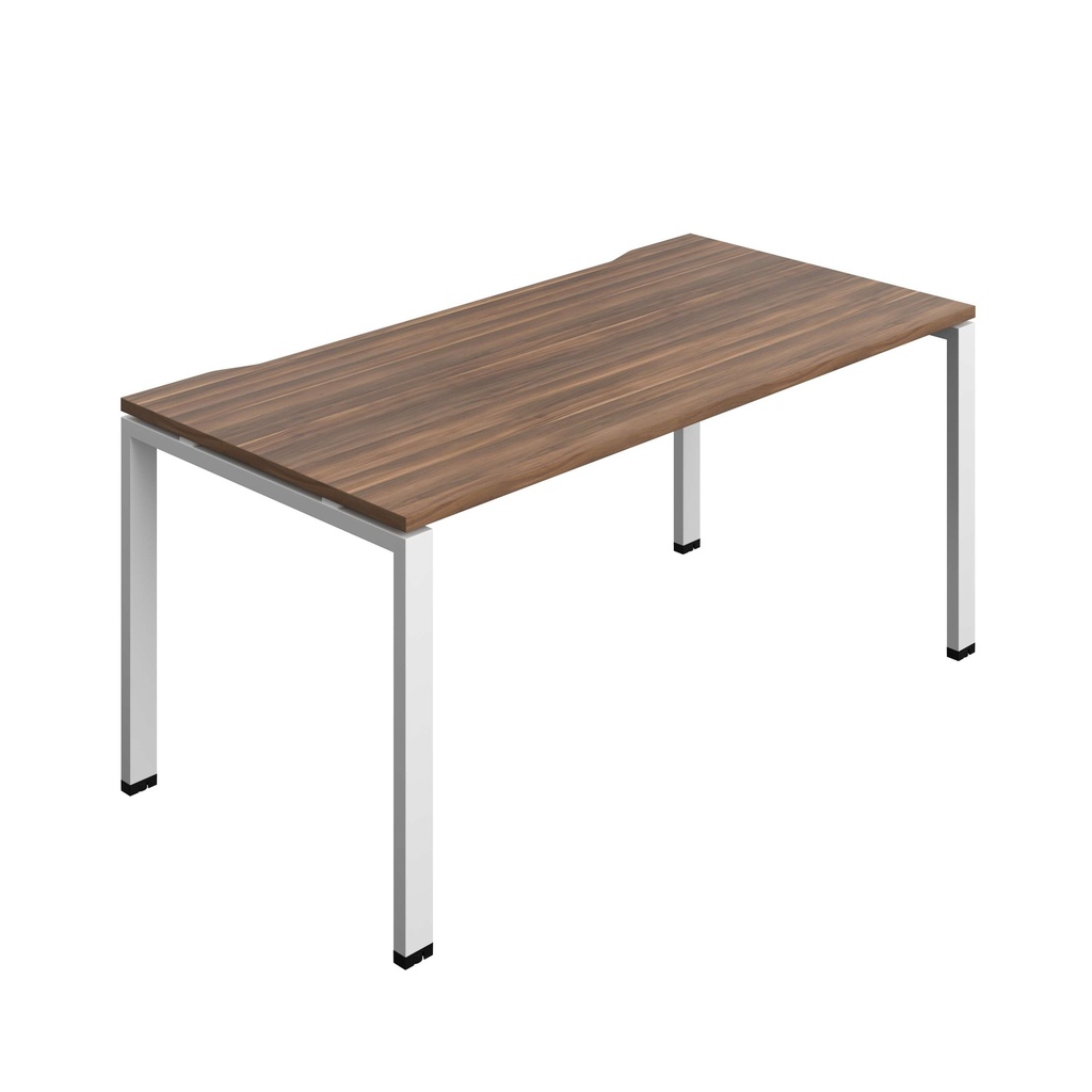 Synergy Bench With Cut Out: 1 Person (Fsc) | Goal Post Leg | 1600 X 800 | Dark Walnut/White