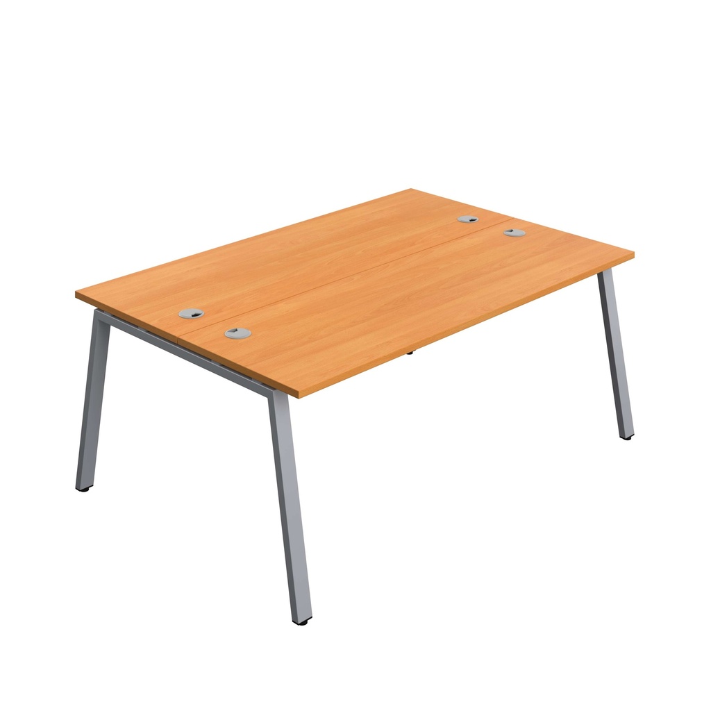 Synergy|2P Bench Desk|Cable Ports|A-Frame|1800X600|Unlimited-Silver