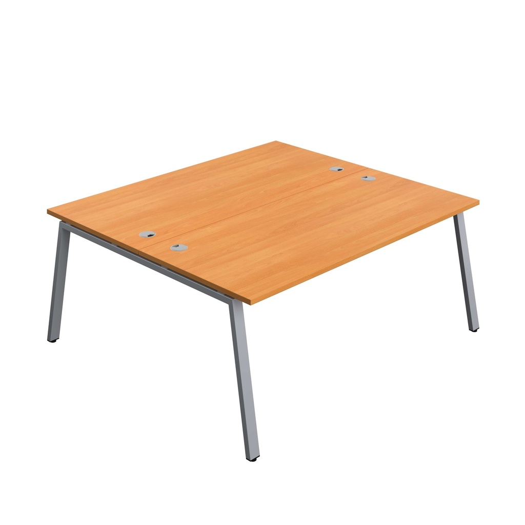 Synergy|2P Bench Desk|Cable Ports|A-Frame|1800X800|Unlimited-Silver