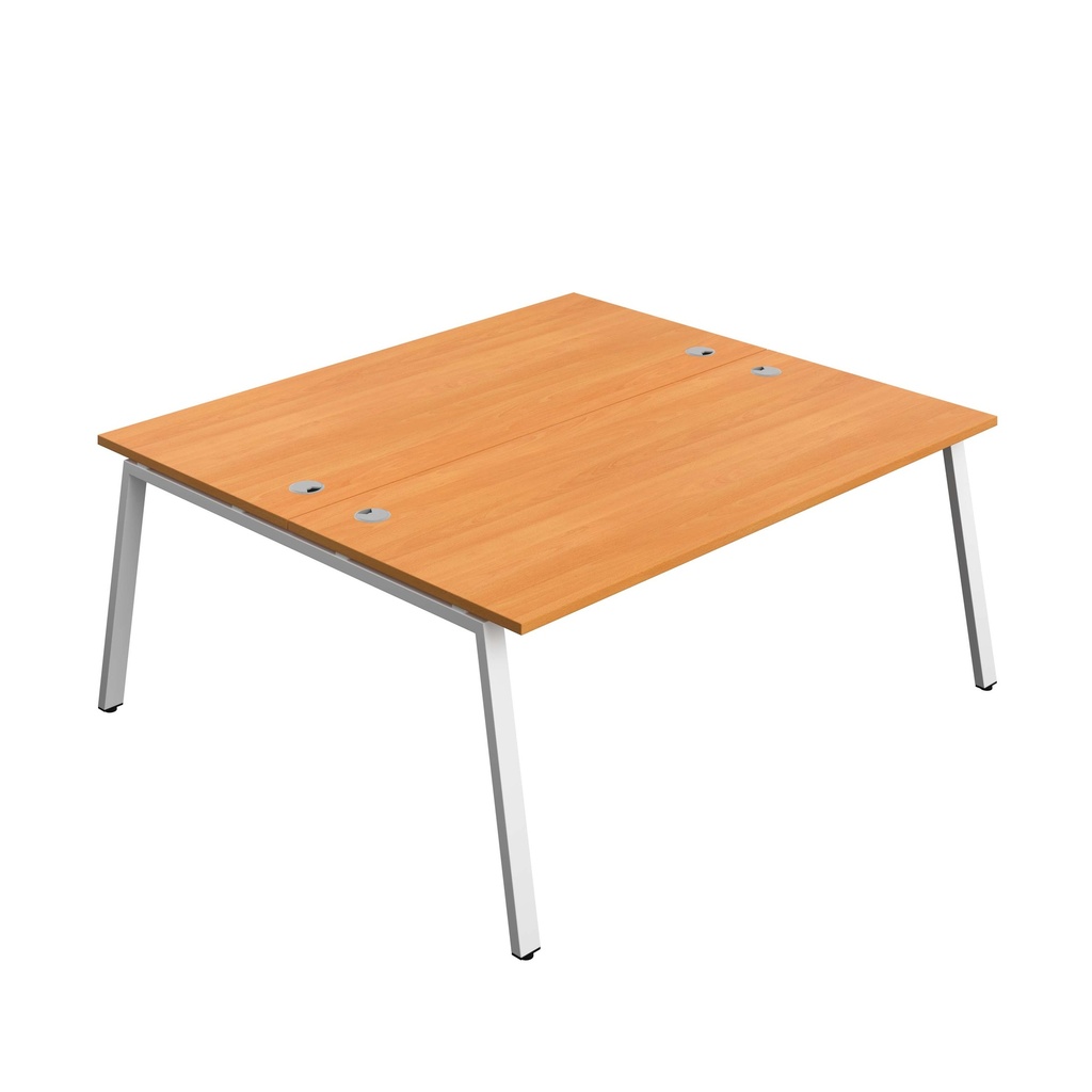 Synergy Bench With Cable Ports: 2 Person (Fsc) | A-Frame Leg | 1800 X 800 | Unlimited/White