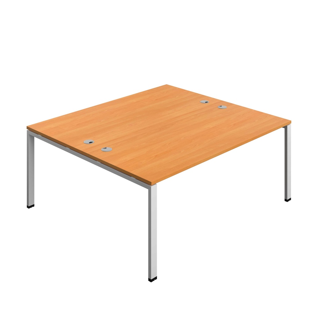 Synergy|1P Bench Desk|Cable Ports|Goal Post|1800X800|Unlimited-Silver