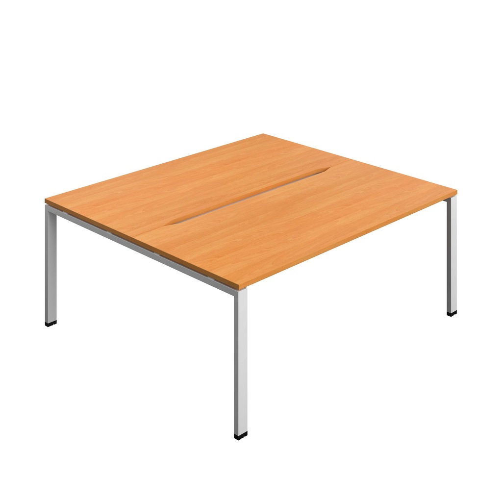 Synergy Bench With Cut Out: 2 Person (Fsc) | Goal Post Leg | 1800 X 800 | Unlimited/Silver