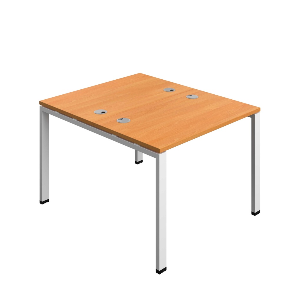 Synergy|2P Bench Desk|Cable Ports|Goal Post|1000X700|Unlimited-White