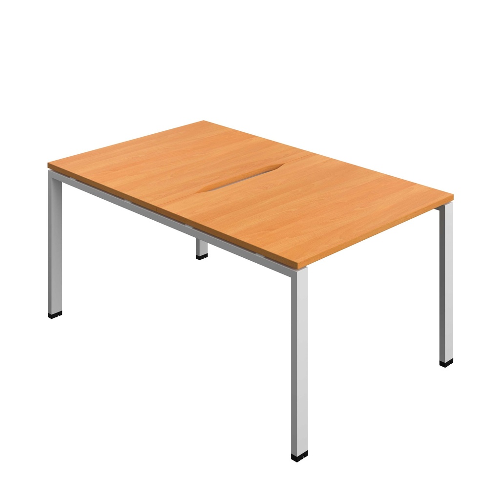 Synergy Bench With Cut Out: 2 Person (Fsc) | Goal Post Leg | 1000 X 800 | Unlimited/Silver