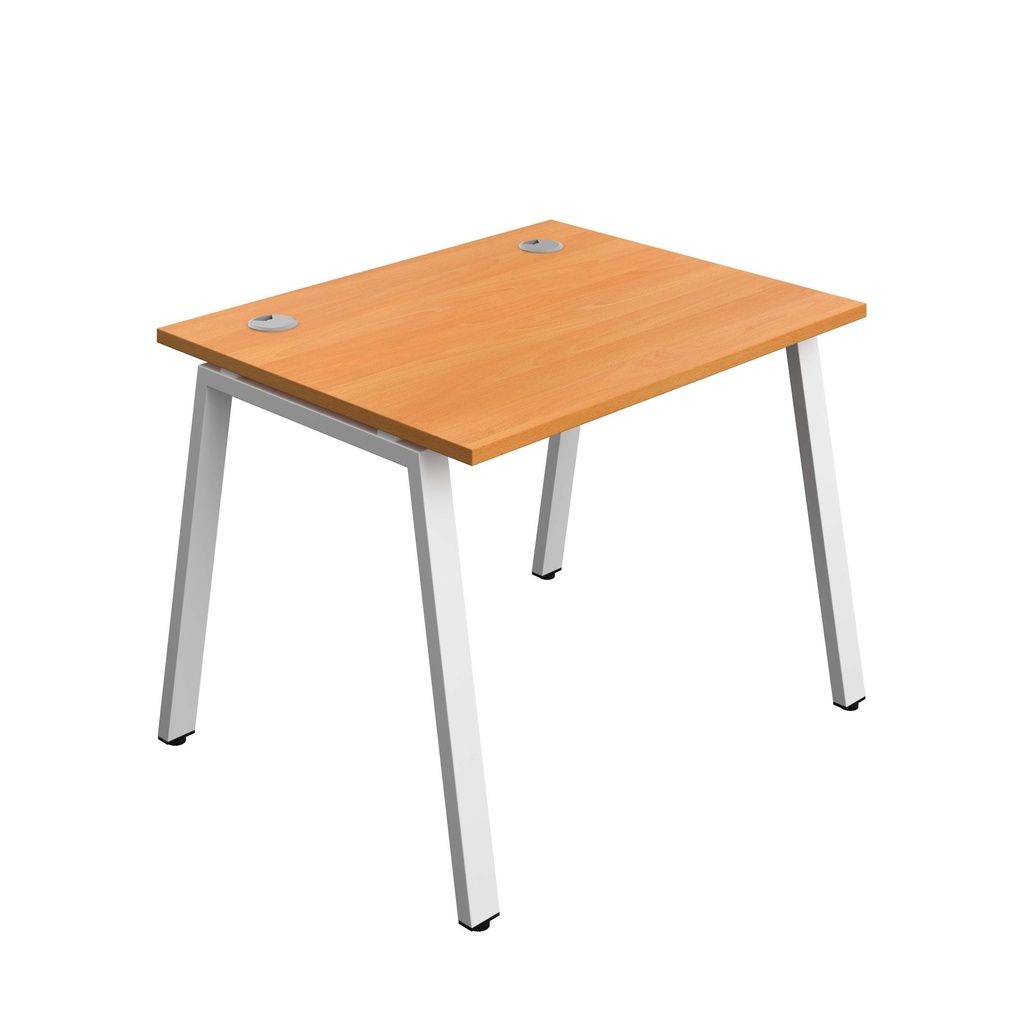 Synergy|1P Bench Desk|Cable Ports|A-Frame|1000X800|Unlimited-White