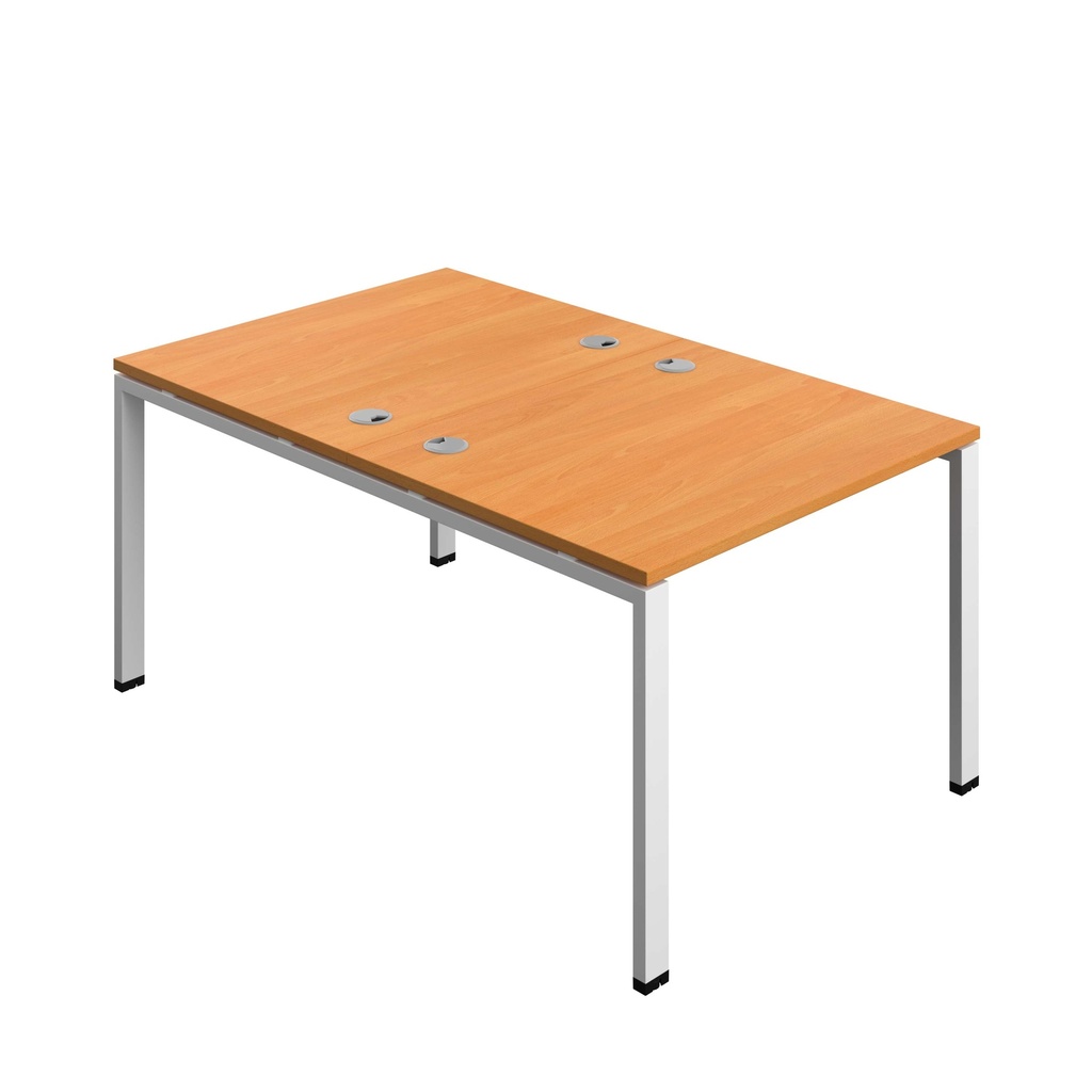 Synergy|2P Bench Desk|Cable Ports|Goal Post|1000X800|Unlimited-White