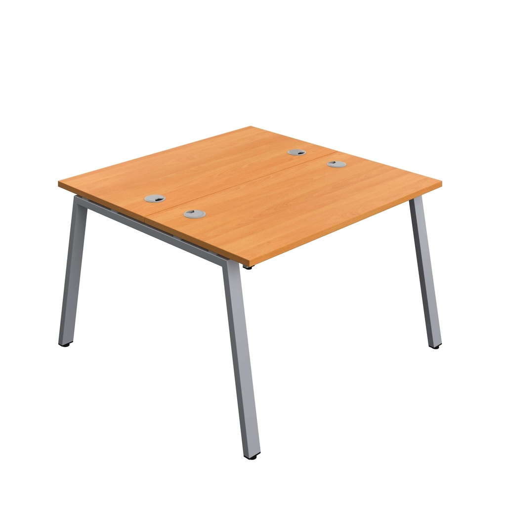 Synergy|2P Bench Desk|Cable Ports|A-Frame|1200X700|Unlimited-Silver