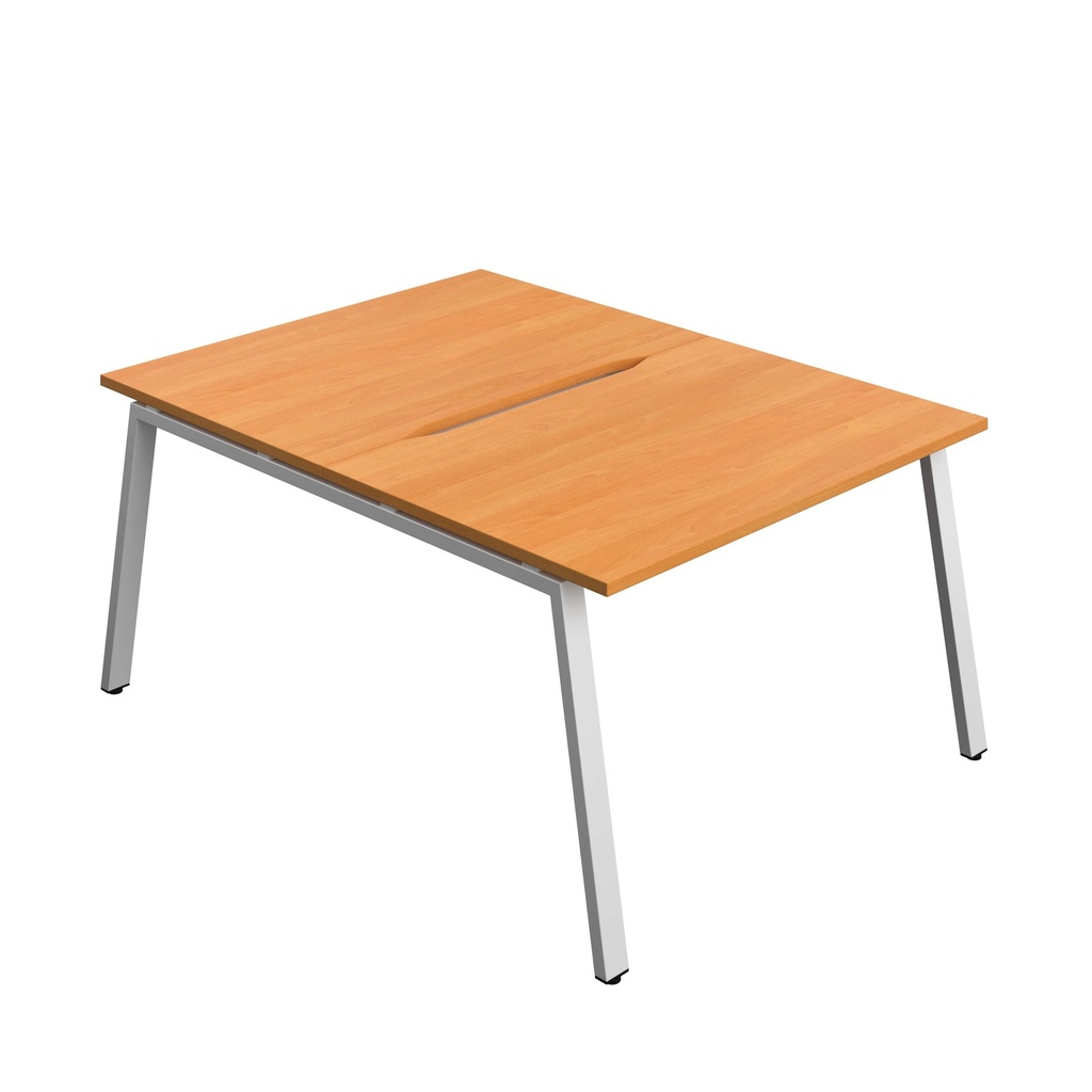Synergy|2P Bench Desk|Cut Out|A-Frame|1000X800|Unlimited-Silver