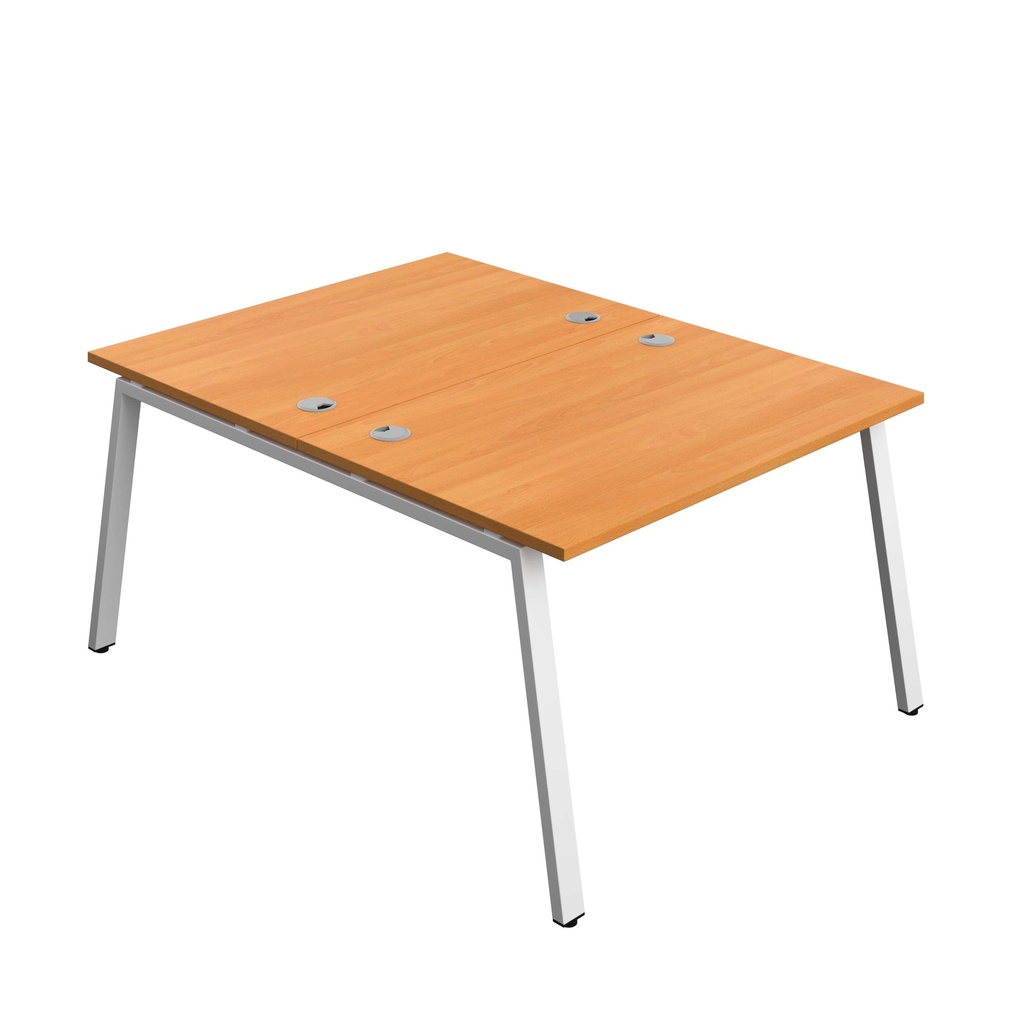 Synergy|1P Bench Desk|Cable Ports|A-Frame|1400X600|Nova Oak-Silver