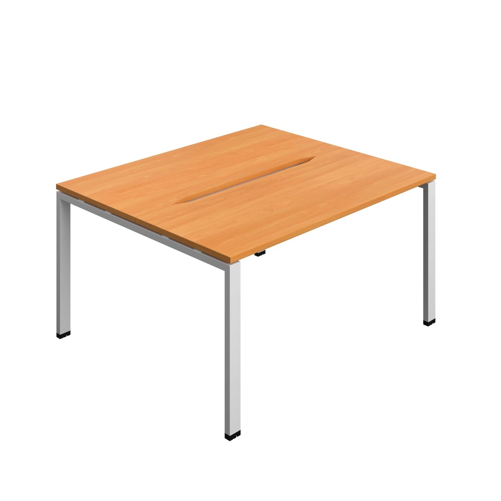 Synergy Bench With Cut Out: 2 Person (Fsc) | Goal Post Leg | 1400 X 600 | Unlimited/Silver