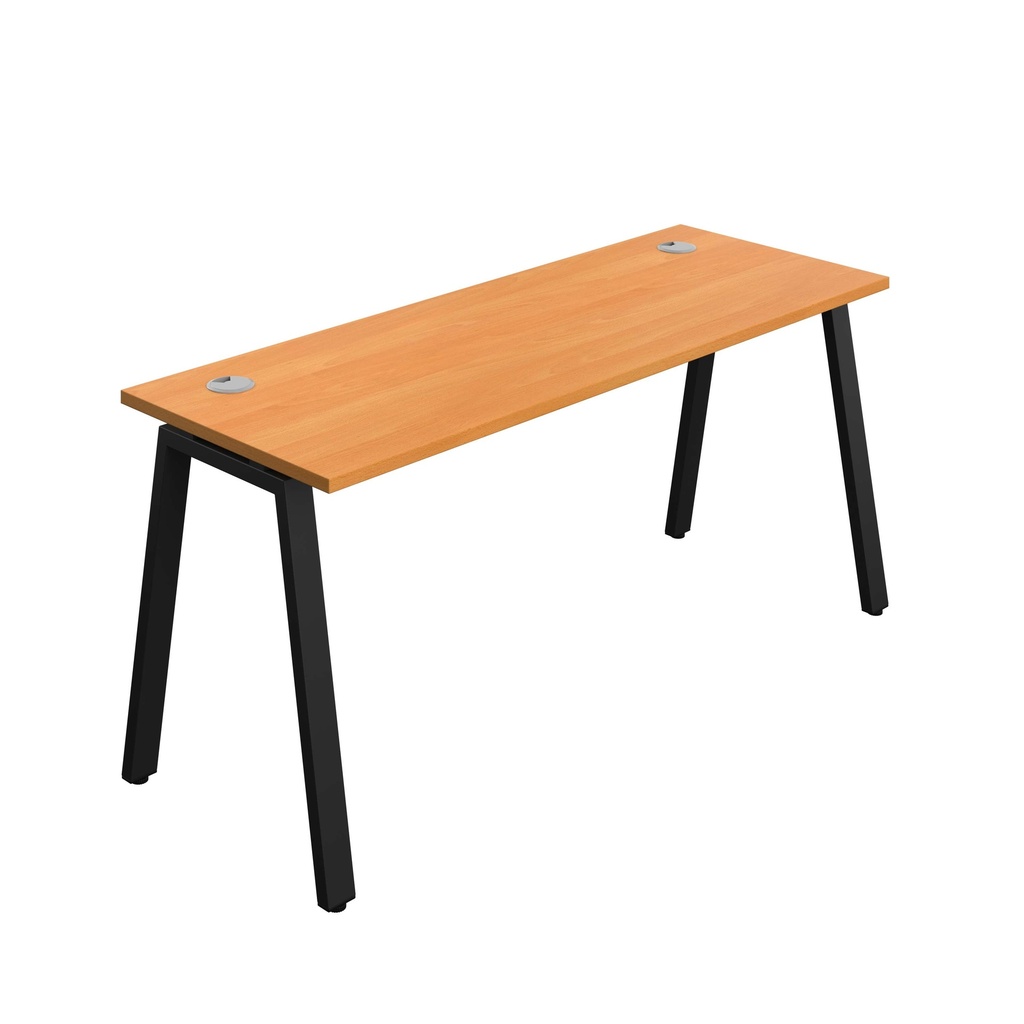 Synergy Bench With Cable Ports: 1 Person (Fsc) | A-Frame Leg | 1600 X 600 | Unlimited/Black