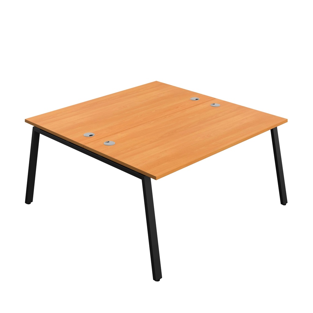 Synergy Bench With Cable Ports: 2 Person (Fsc) | A-Frame Leg | 1600 X 800 | Unlimited/Black