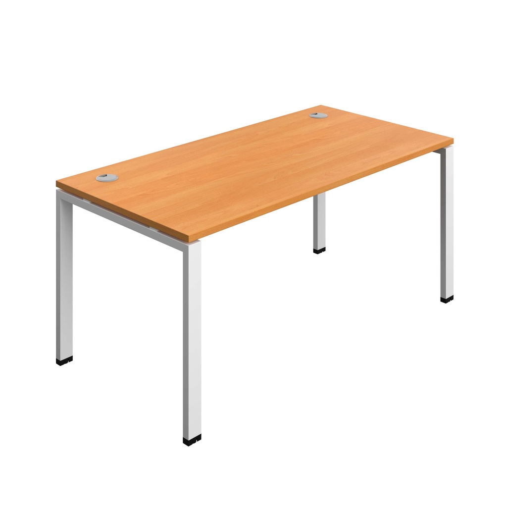 Synergy|1P Bench Desk|Cable Port|Goal Post|1600X800|Unlimited-White