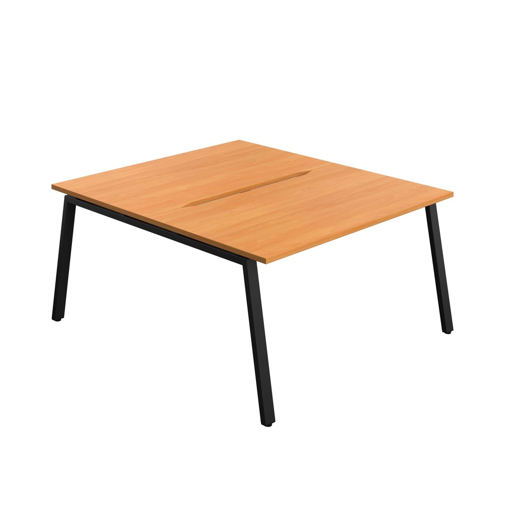 Synergy|2P Bench Desk|Cut Out|A-Frame|1400X800|Unlimited-Black