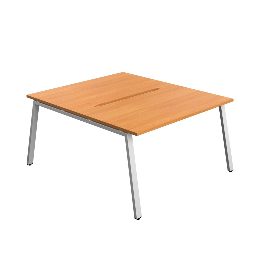 Synergy|2P Bench Desk|Cut Out|A-Frame|1400X800|Unlimited-Silver
