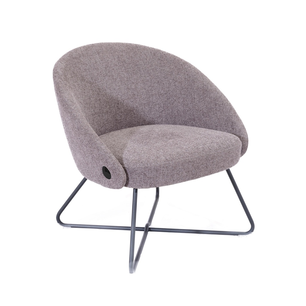 Pocket Reception Chair I Black Wire Base I Grey Fabric