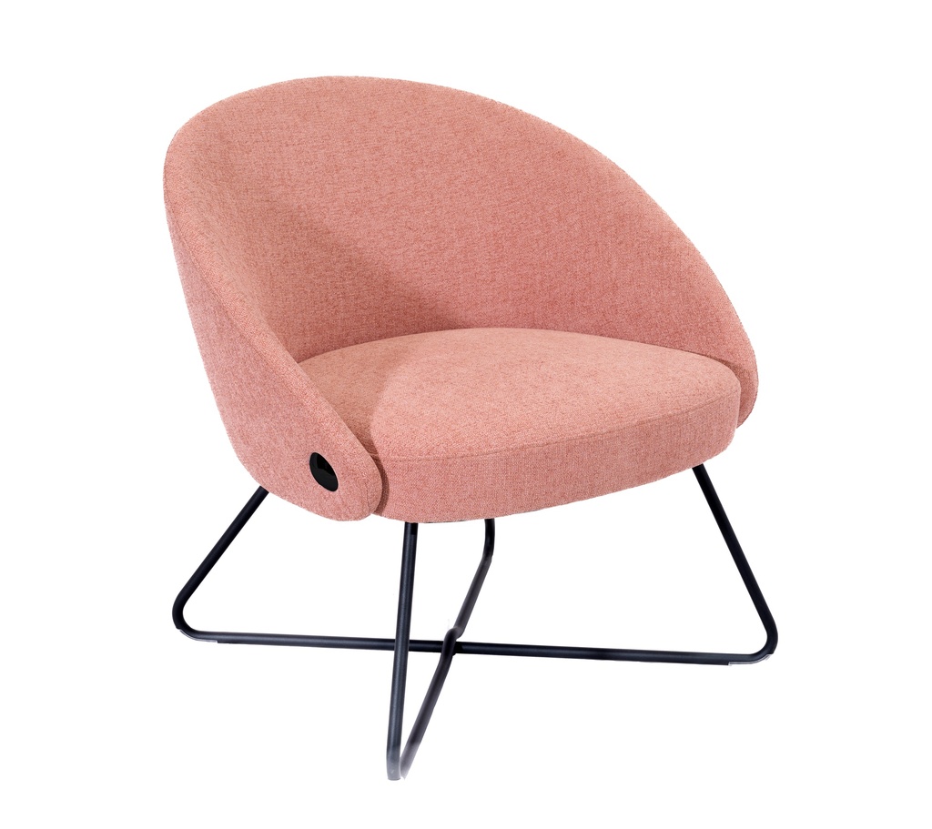 Pocket Reception Chair I Black Wire Base I Pastel Pink Fabric