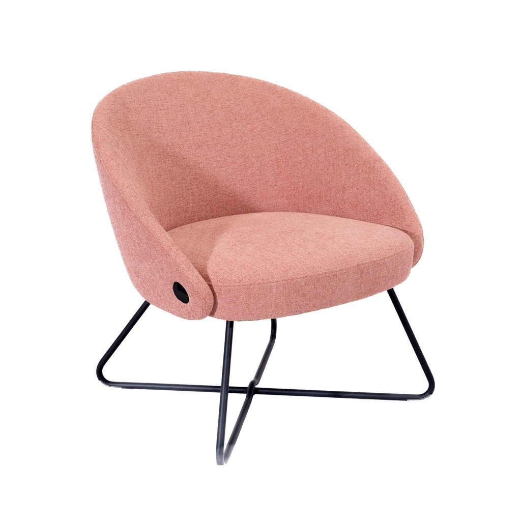 Pocket Reception Chair I Black Wire Base I Pastel Pink Fabric