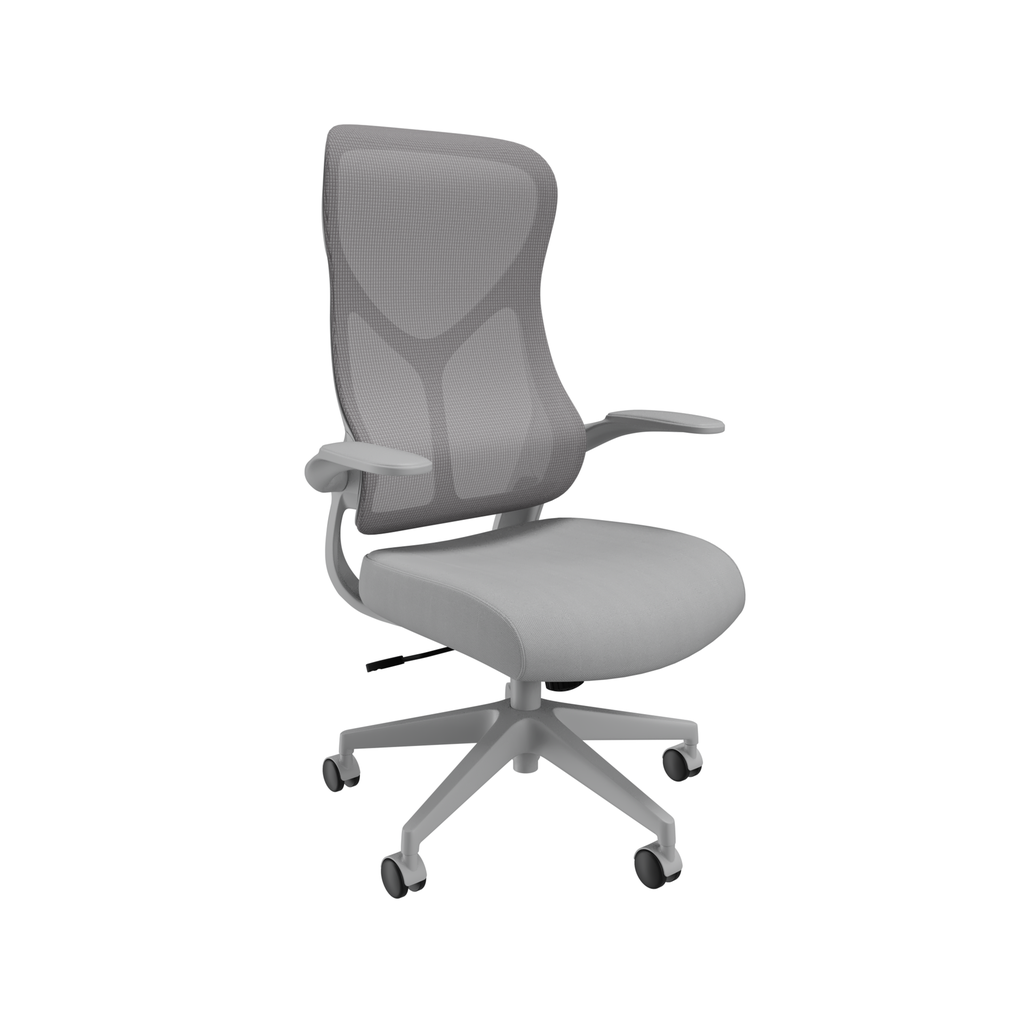 Zip Mesh Back Chair With Folding Arms | Grey