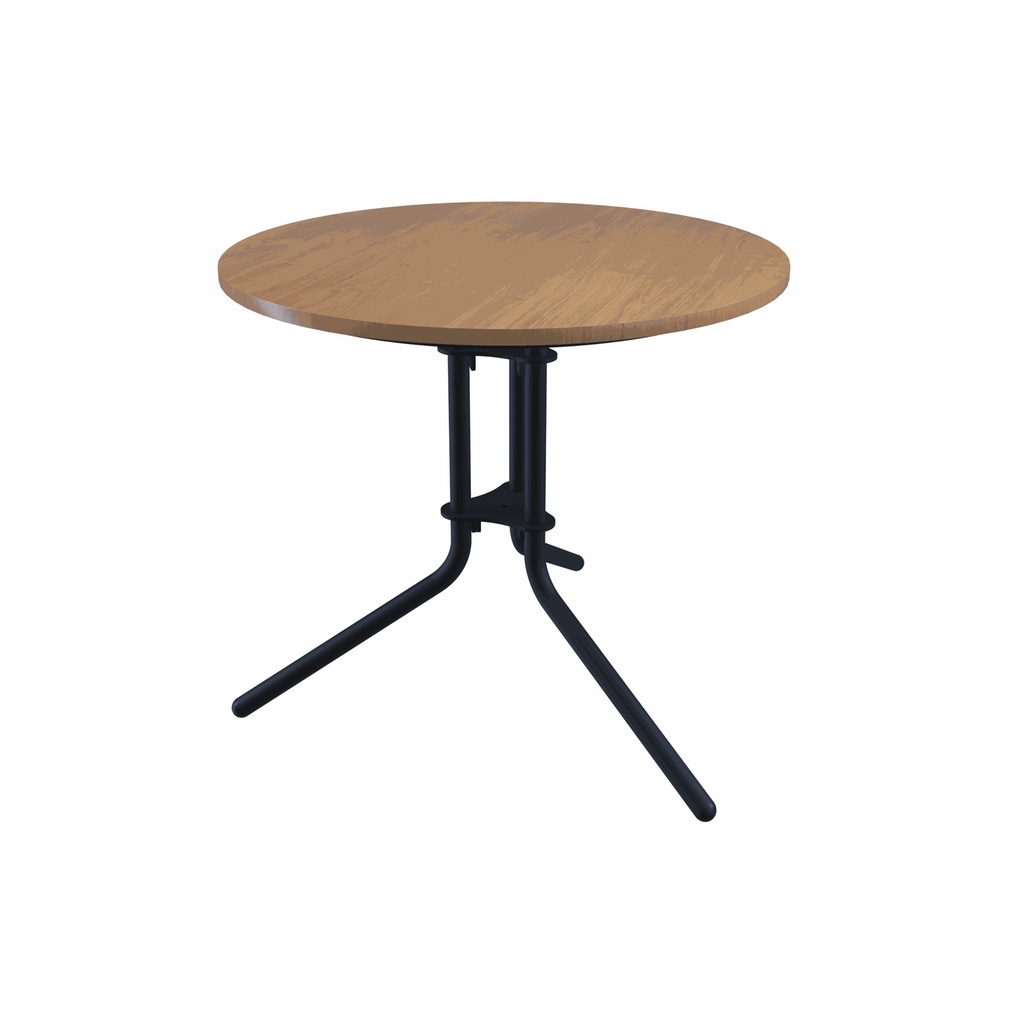 Ledge 800 Diameter Low Table I Black Metal Frame I Elm Wooden Top