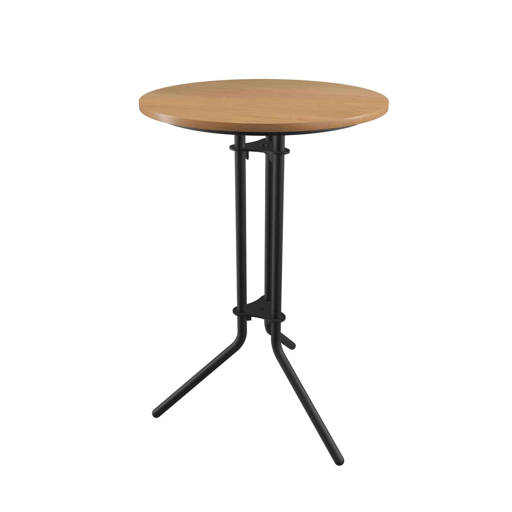 Ledge 800 Diameter Low Table I Black Metal Frame I Elm Wooden Top