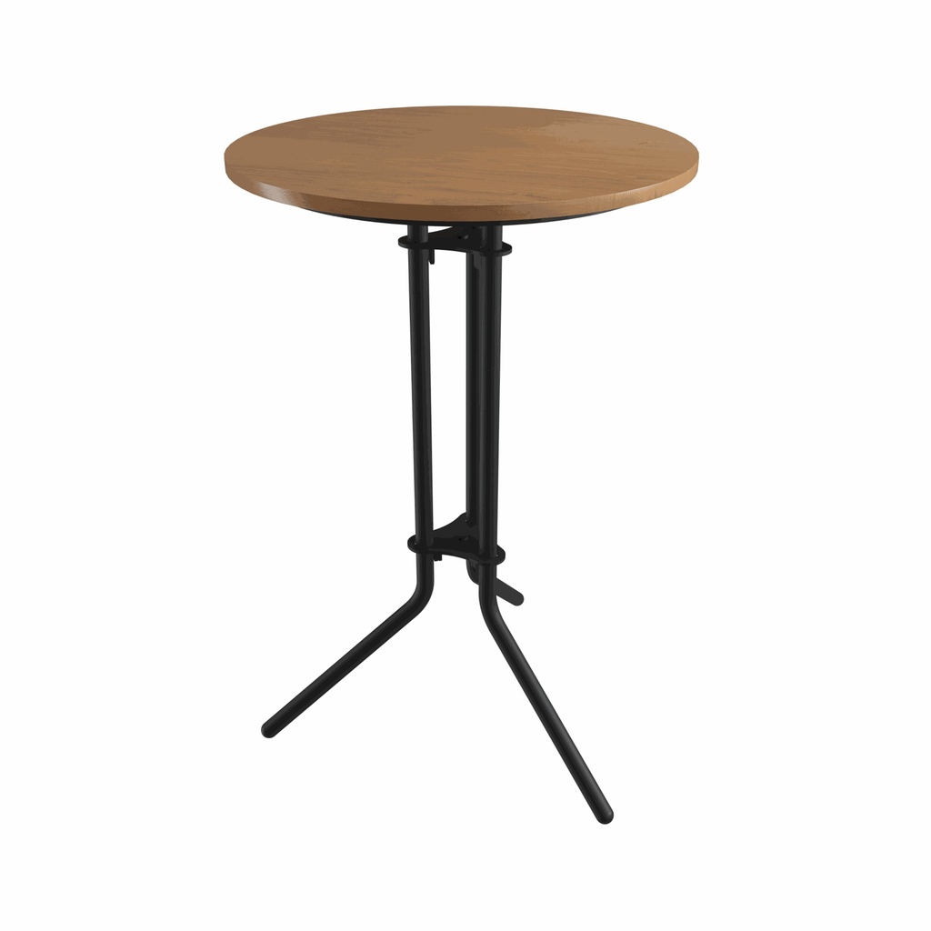 Ledge 700 Diameter Tall Table I Black Metal Frame I Elm Wooden Top