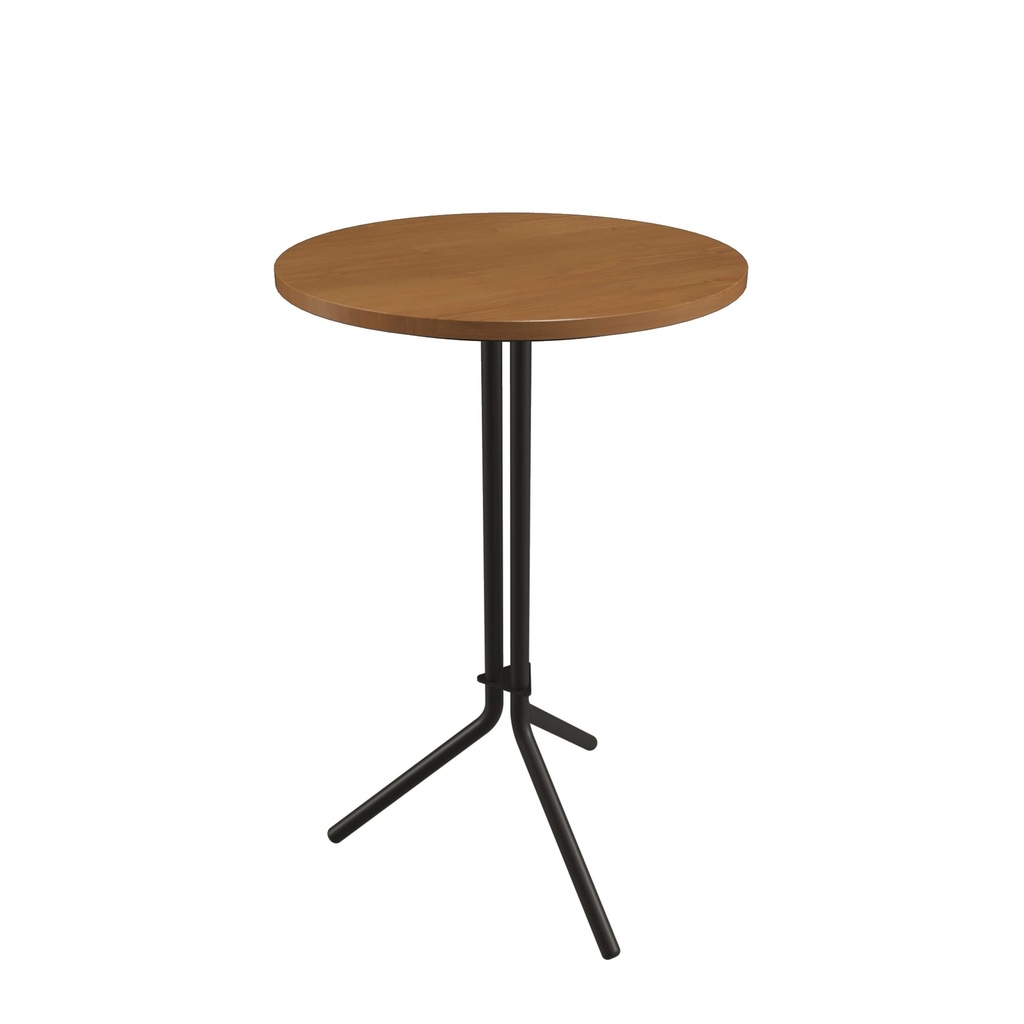 Ledge 700 Diameter Tall Table I Black Metal Frame I Elm Wooden Top