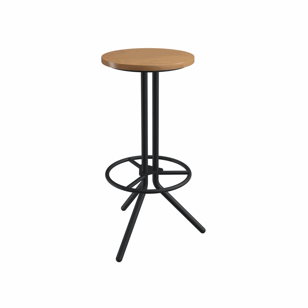 Ledge Stool I Black Metal Frame I Elm Wooden Top