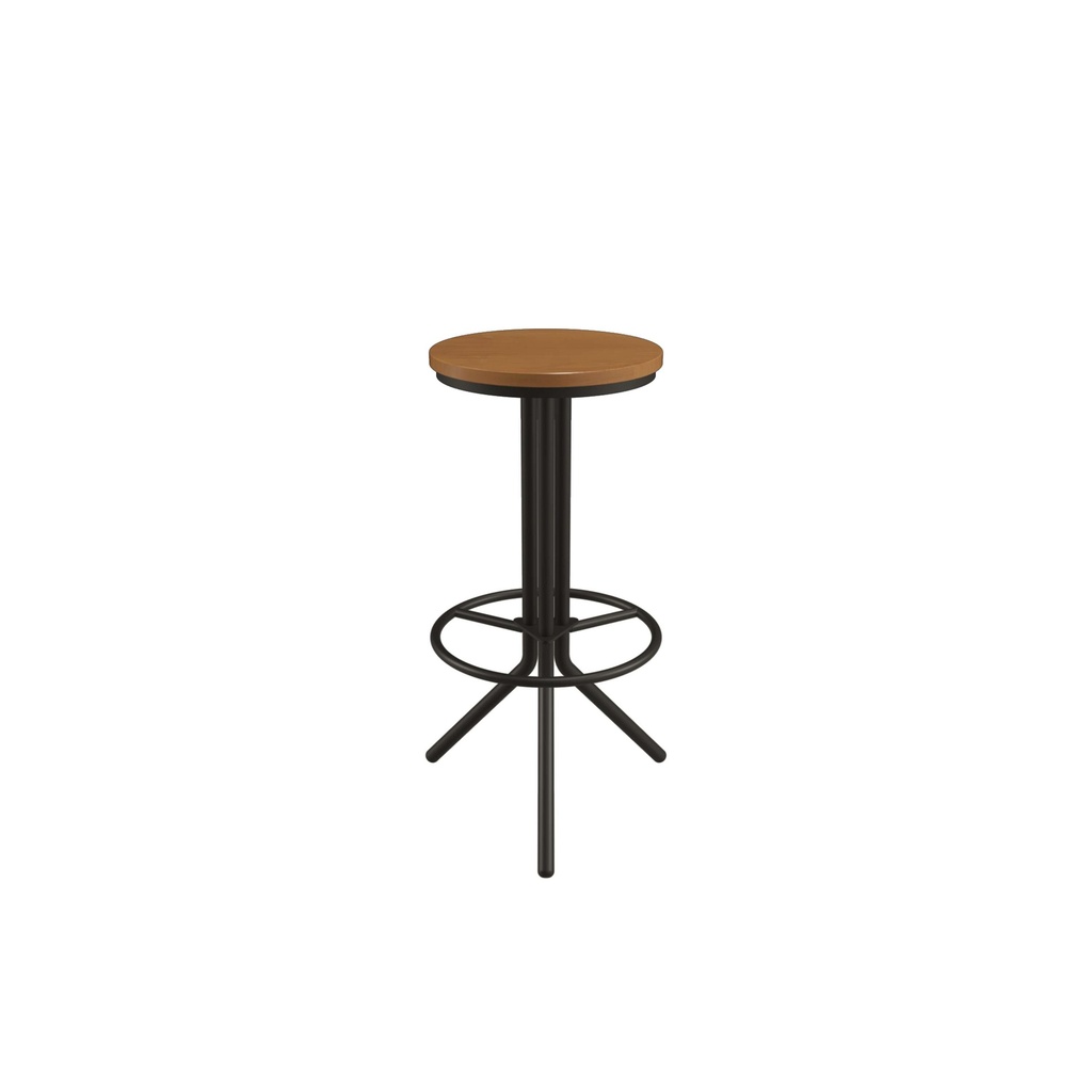 Ledge Stool I Black Metal Frame I Elm Wooden Top