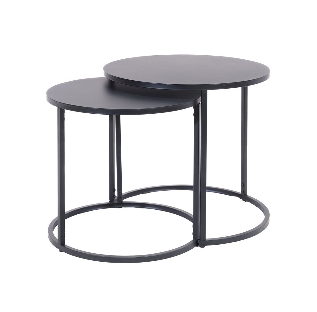 Sync Nested Coffee Table Set I Black Metal Frame I Black Top