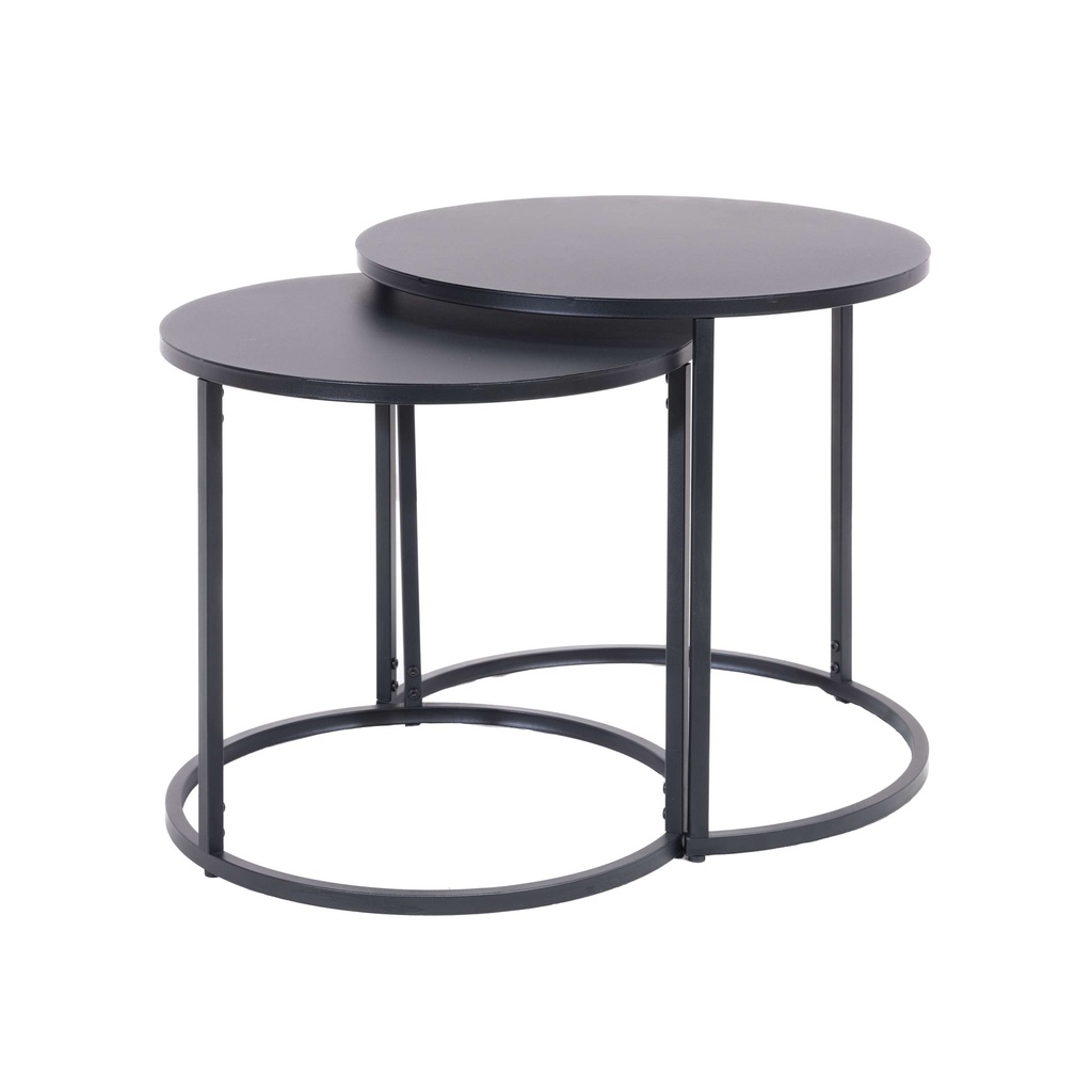 Sync Nested Coffee Table Set I Black Metal Frame I Black Top