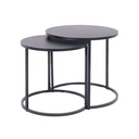 Sync Nested Coffee Table Set I Black Metal Frame I Black Top