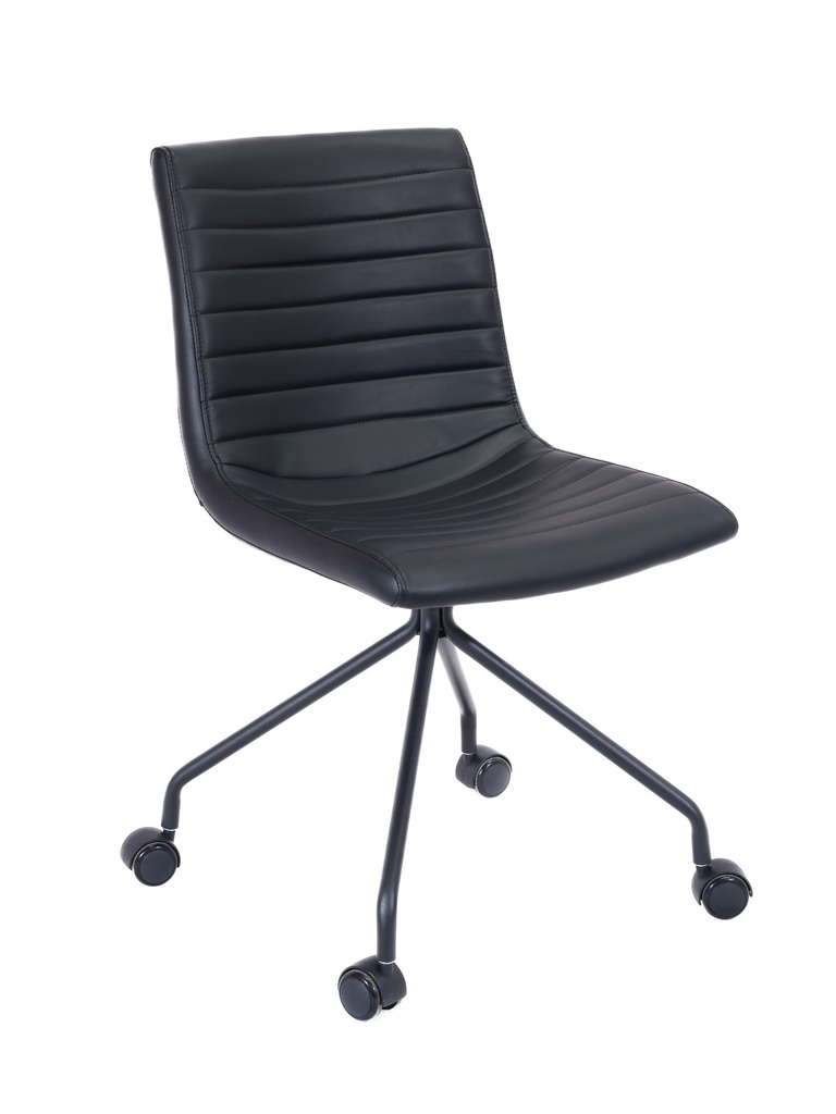 Veer Chair With Black 4 Star Base | Black Pu Fabric