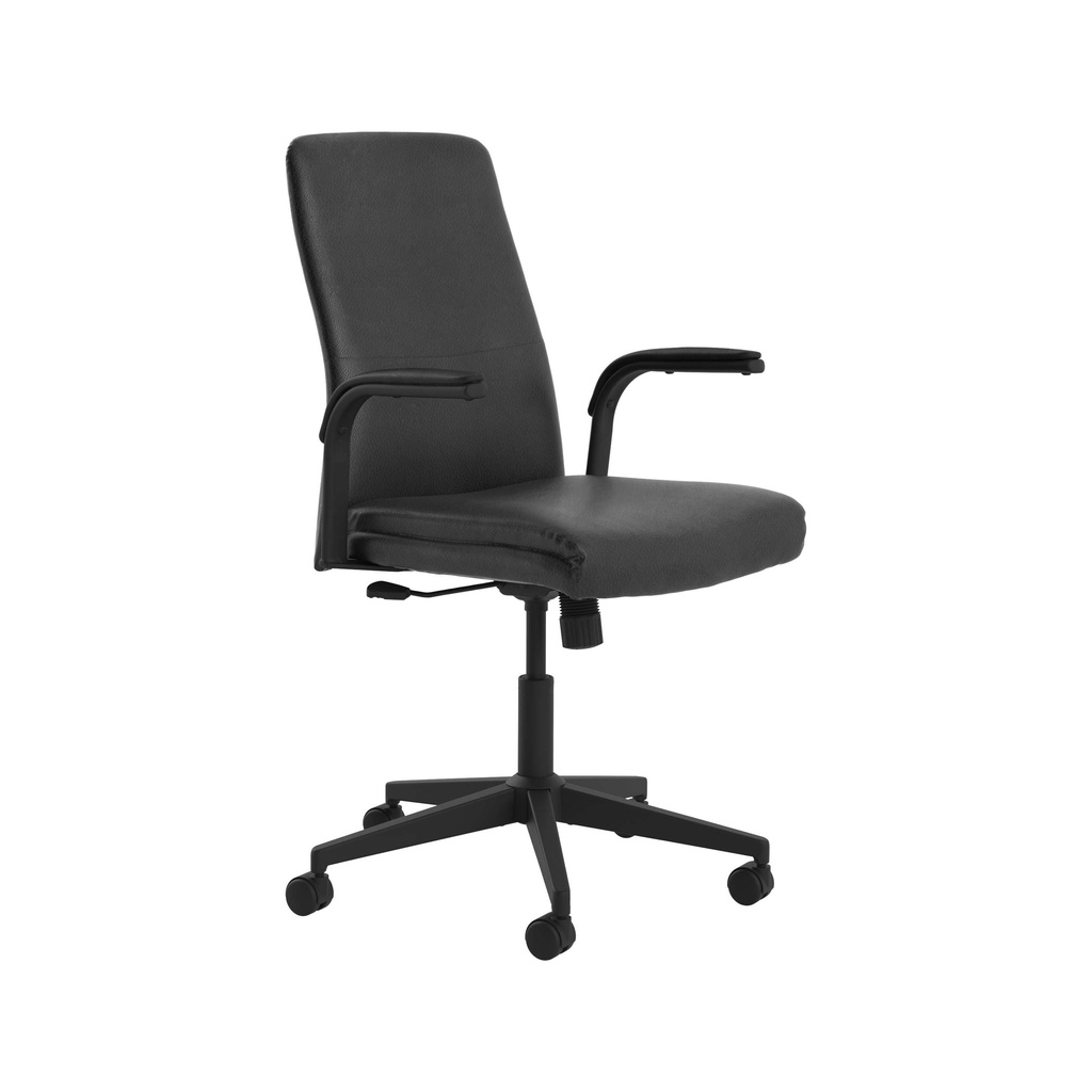 Fleck Office Chair With Arms | Black Pu