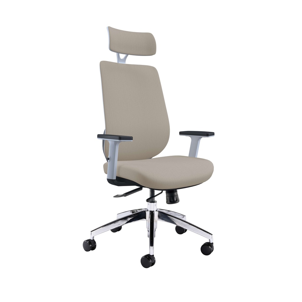 Maldini High Back Office Chair | Beige/White