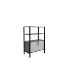 Pose Wooden Storage I 900W X 460D X 1200H I Grey Oak/Black