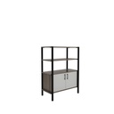 Pose Wooden Storage I 900W X 460D X 1200H I Grey Oak/Black