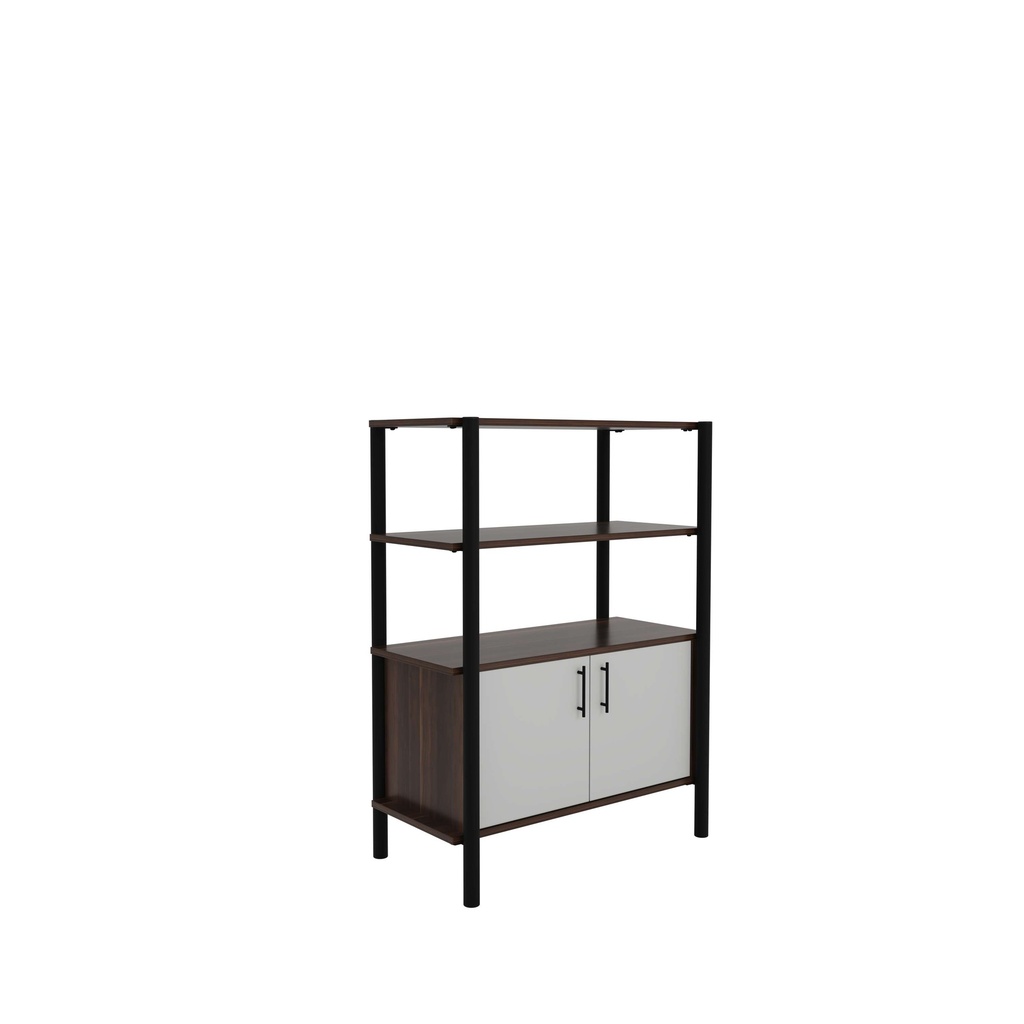 Pose Wooden Storage I 900W X 460D X 1200H I Dark Walnut/Black
