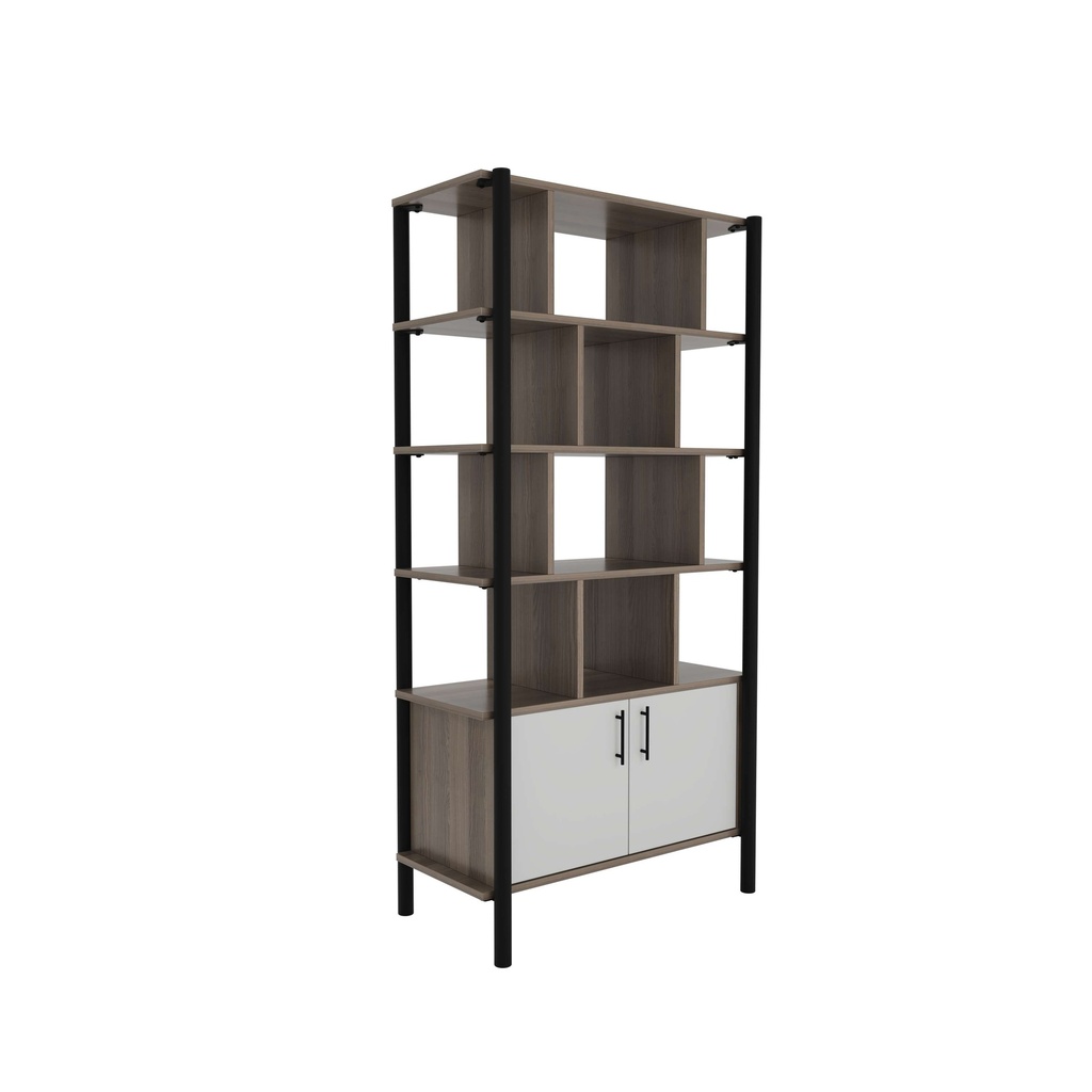 Pose Wooden Storage I 900W X 460D X 1800H I Grey Oak/Black