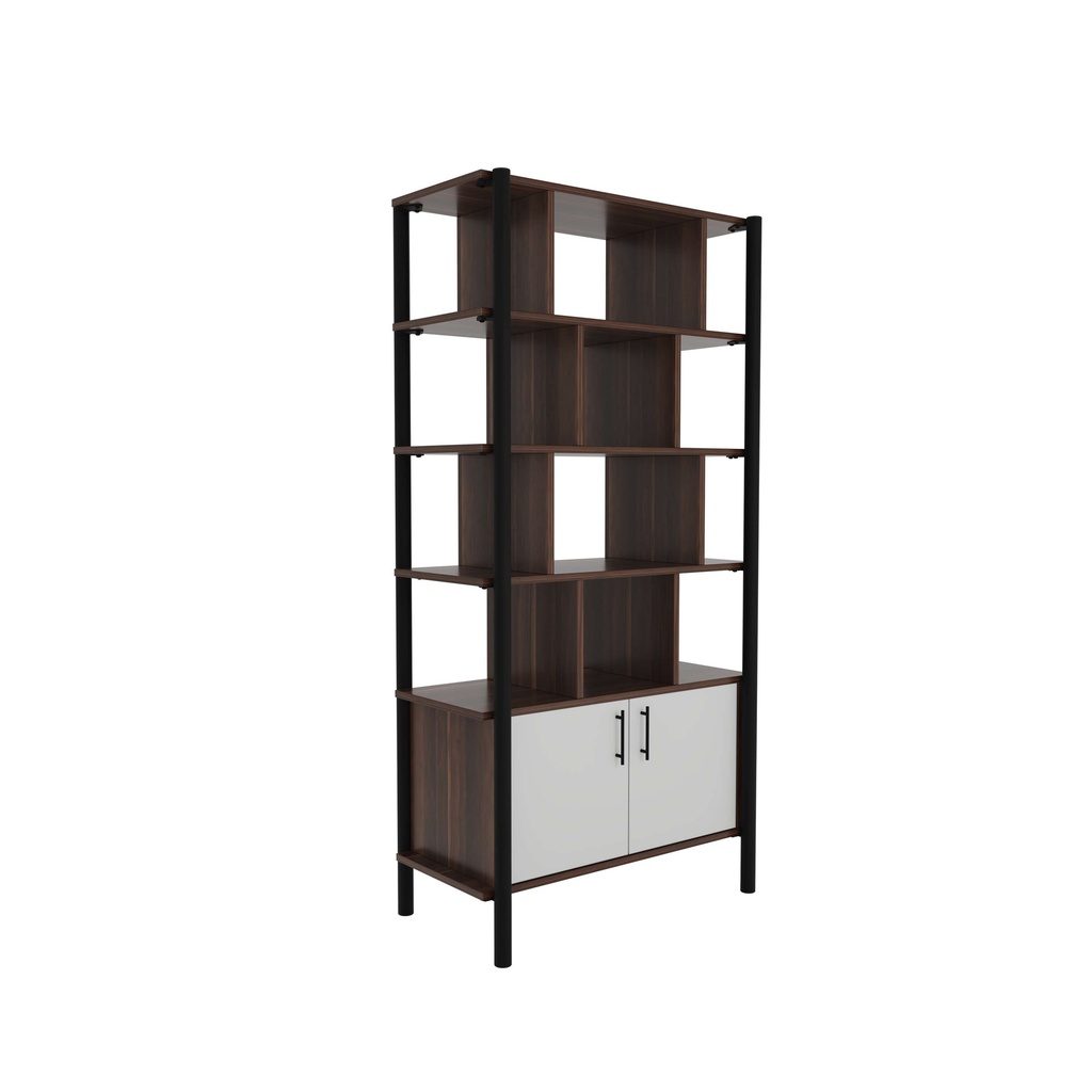 Pose Wooden Storage I 900W X 460D X 1800H I Dark Walnut/Black