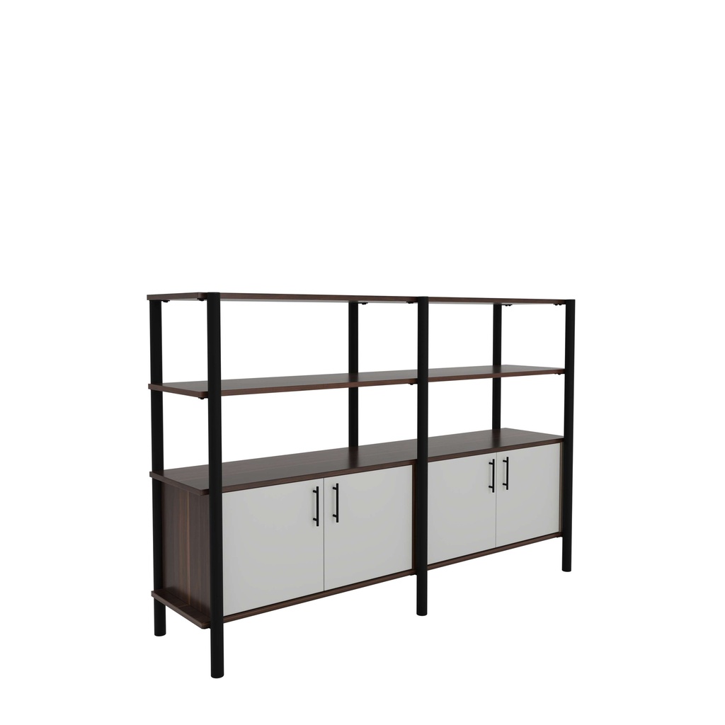 Pose Wooden Storage I 1800W X 460D X 1200H I Dark Walnut/Black