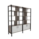 Pose Wooden Storage I 1800W X 460D X 1800H I Grey Oak/Black