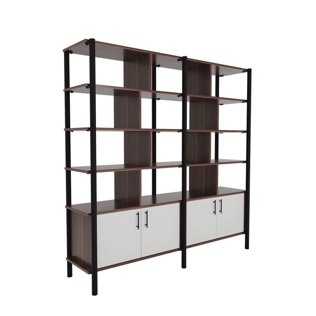Pose Wooden Storage I 1800W X 460D X 1800H I Dark Walnut/Black