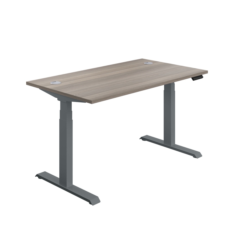Economy Sit Stand Desk | 1400 X 800 | Grey Oak/Graphite