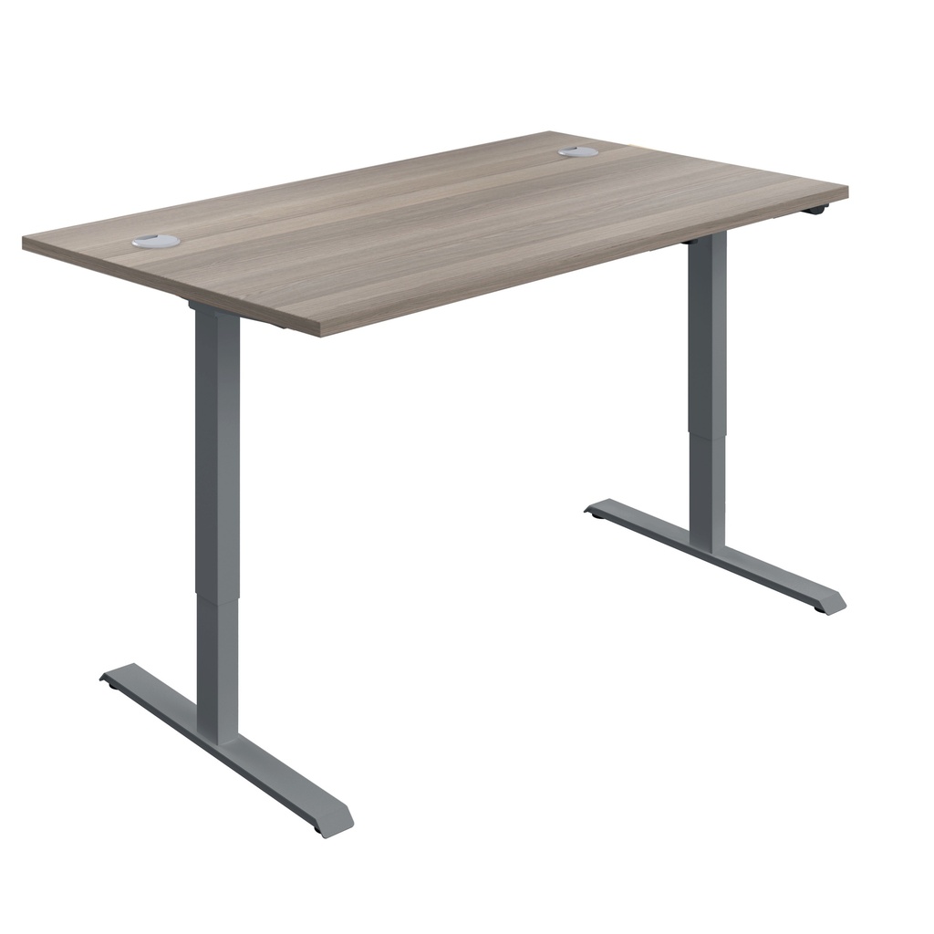 Single Motor Sit Stand Desk | 1400 X 800 | Grey Oak/Graphite