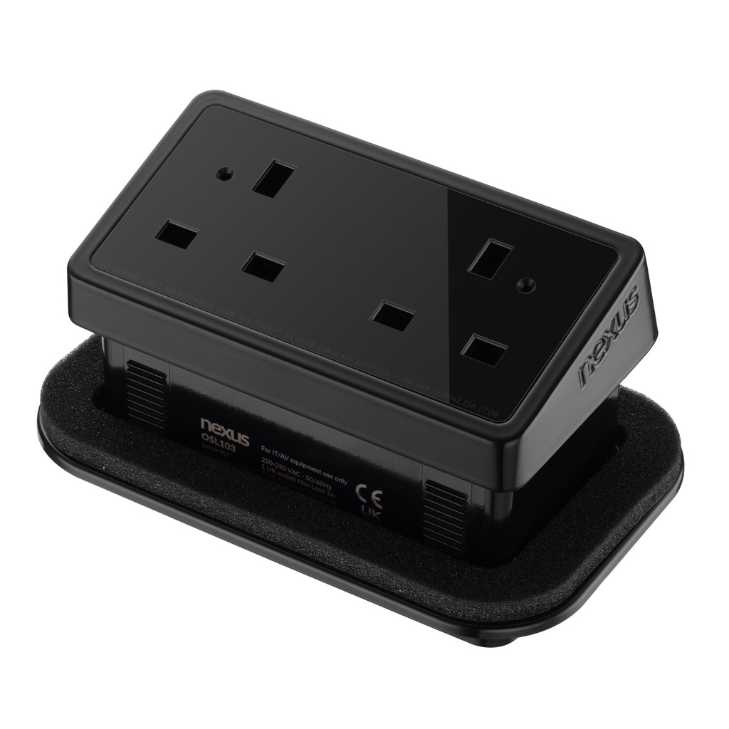 In-Desk Power Module Bundle 4 With 3M Cable I Black Housing Black Veneer