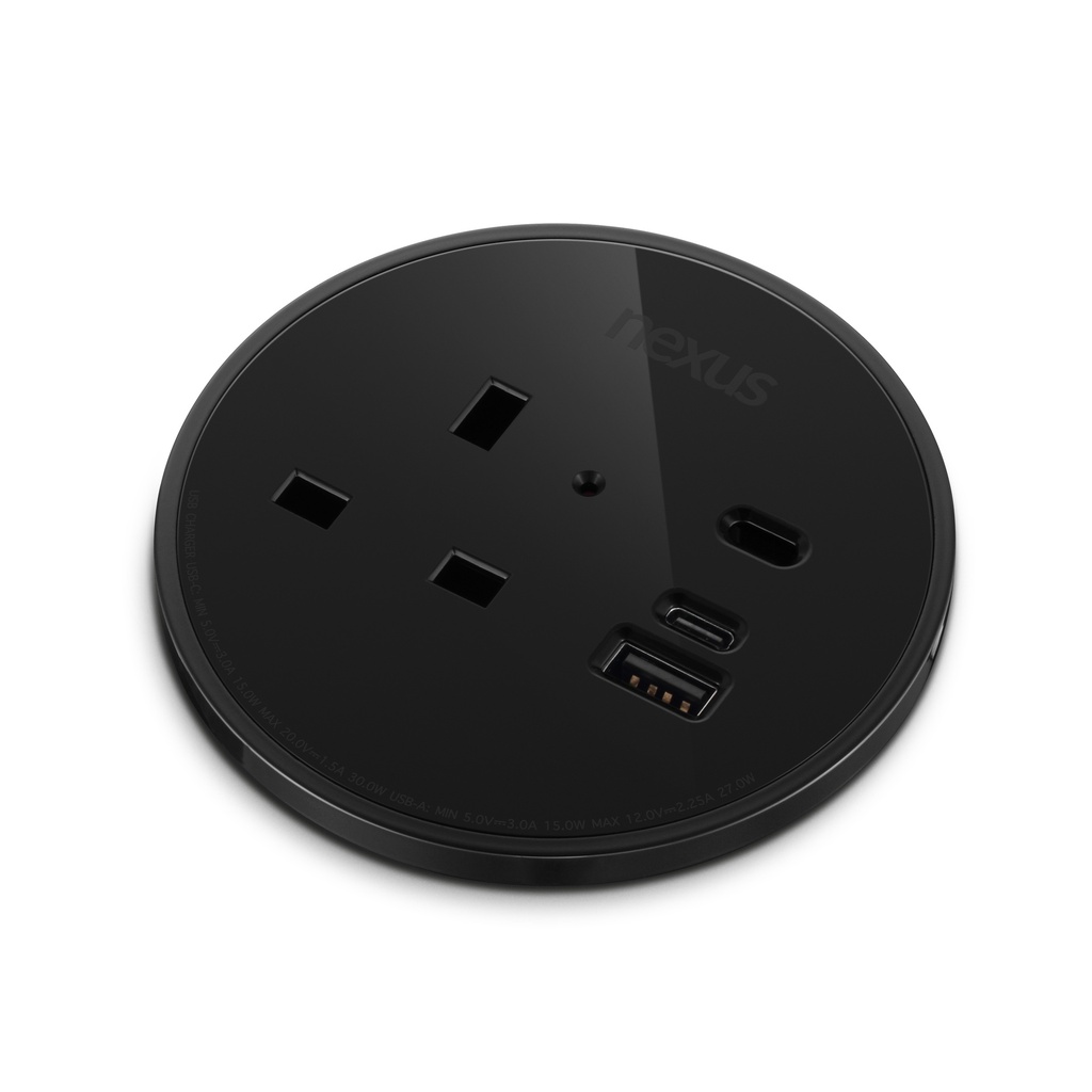 80Mm In-Desk Power Module Bundle 7 With 3M Cable I Black Housing I Black Bezel I Black Veneer