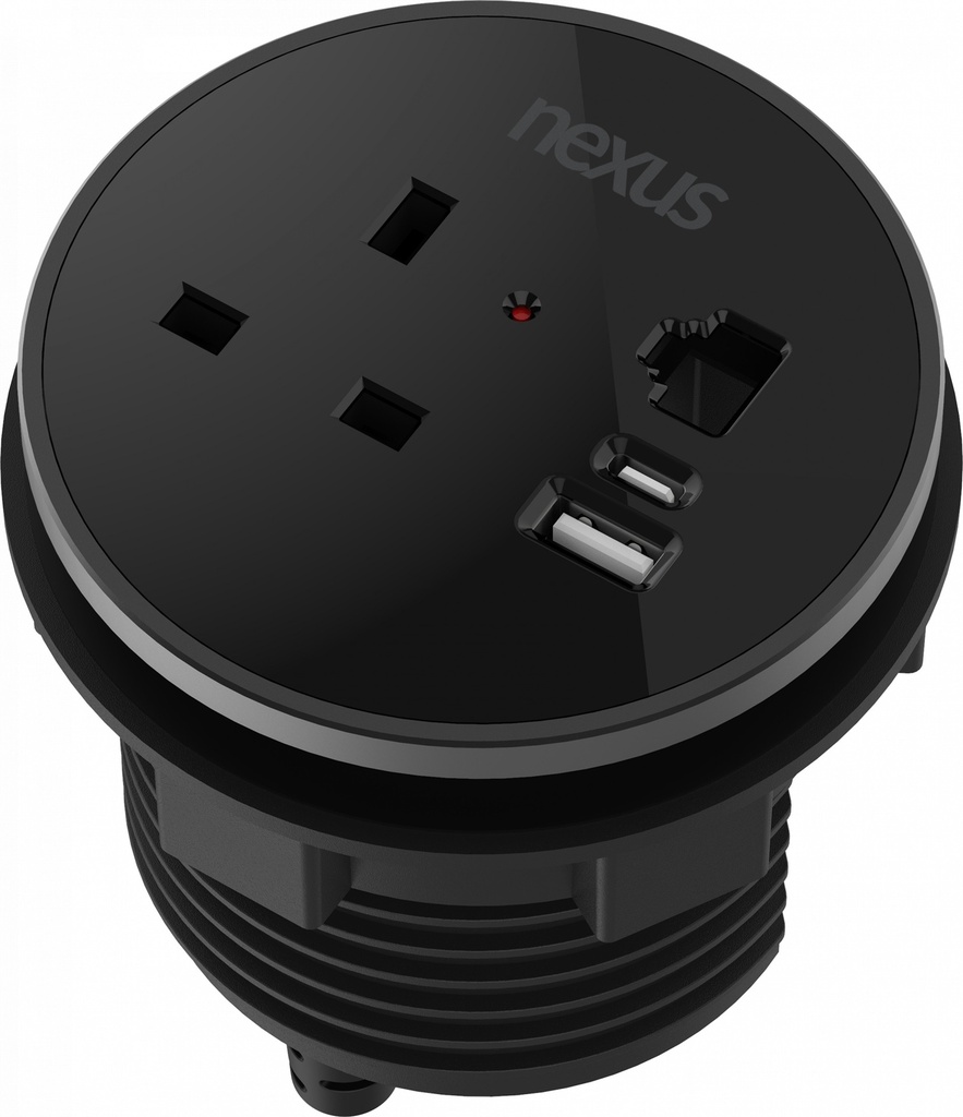 80Mm In-Desk Power Module Bundle 9 With 3M Cable I Black Housing I Black Bezel I Black Veneer