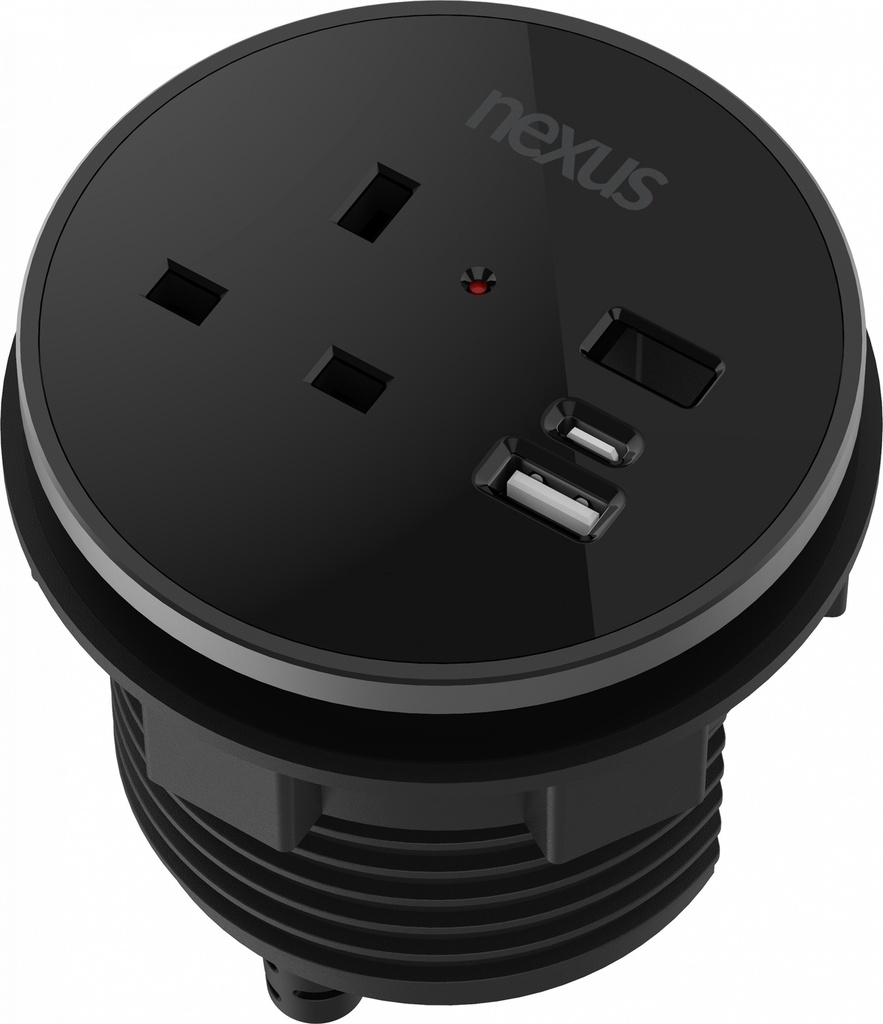 80Mm In-Desk Power Module Bundle 10 With 3M Cable I Black Housing I Black Bezel I Black Veneer