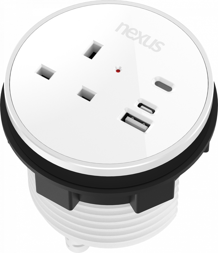 80Mm In-Desk Power Module Bundle 8 With 3M Cable I White Housing I White Bezel I White Veneer